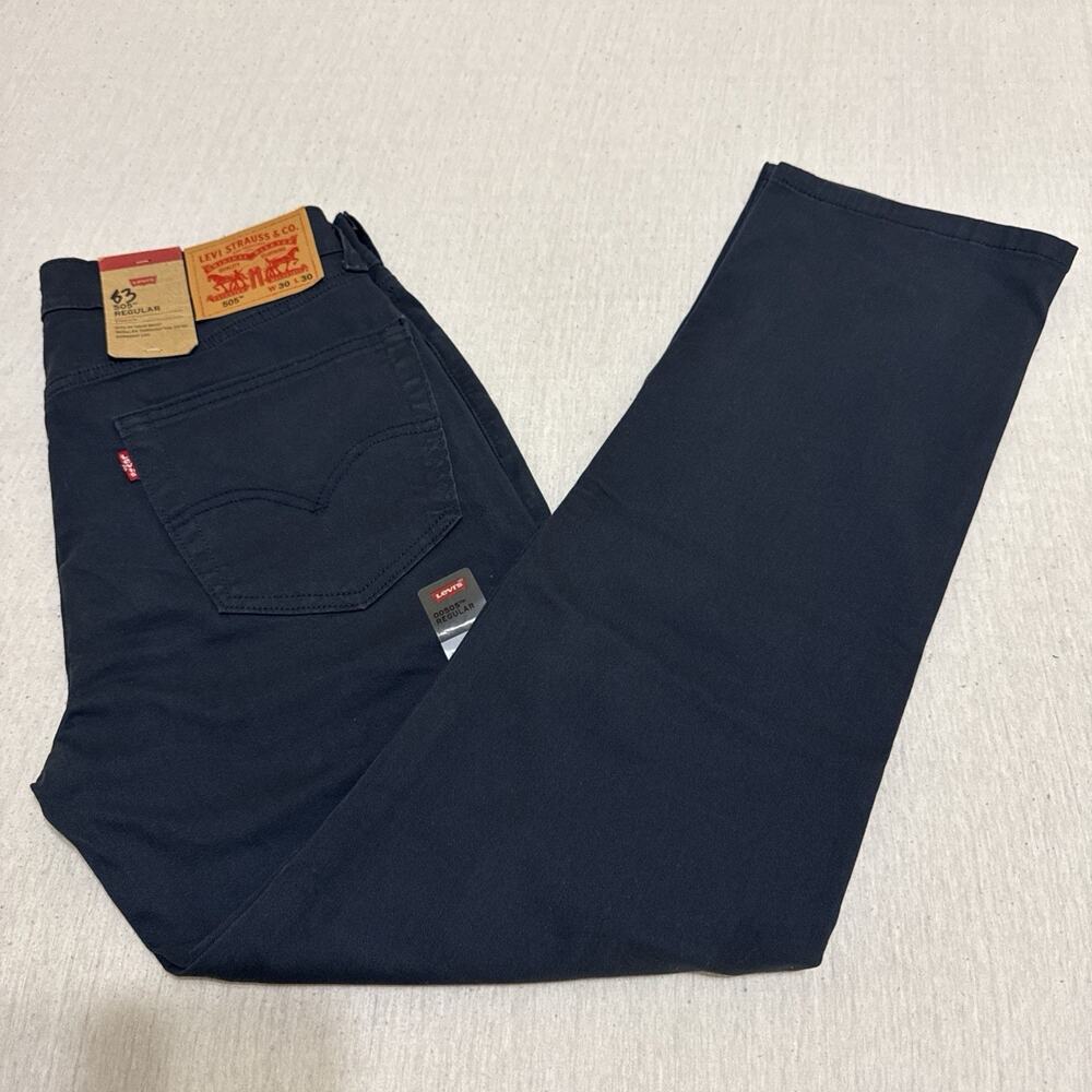 NWT Levi's 505 Regular Pants Men's 30x30 Navy Blue Indigo Straight Casual Work